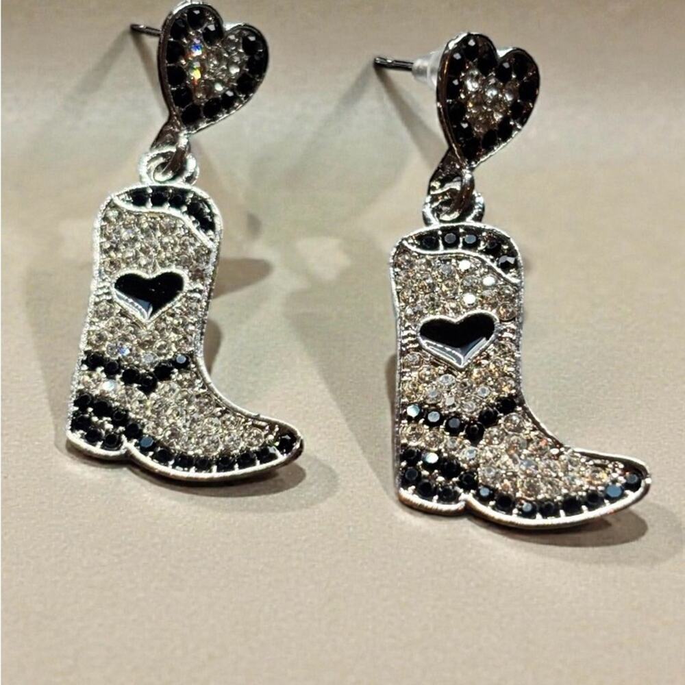 Heart and Cowboy Boot Dangle Earrings